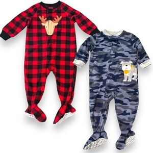 Set of 2 Size 12M One Piece Fleece Sleeper Pajamas EUC